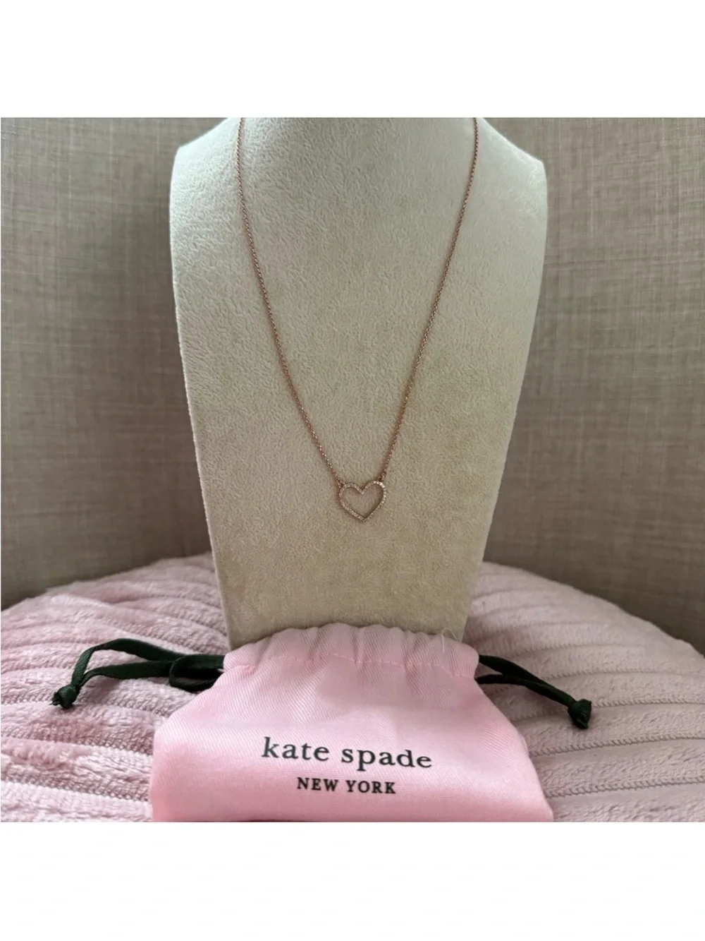Kate Spade Rose Gold Rhinestone Heart Pendant Necklace